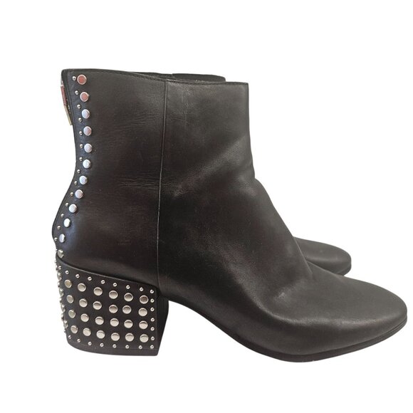 Dolce Vita Mazey Black Leather Studded Block Ankle Boots Almond Toe Size 9.5 - Picture 7 of 12